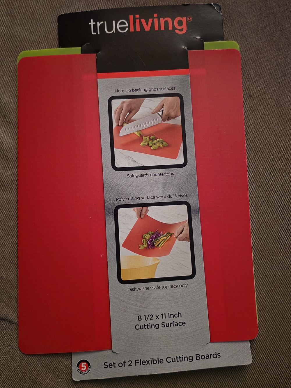 trueliving Red Flexible Cutting Board Set of 2